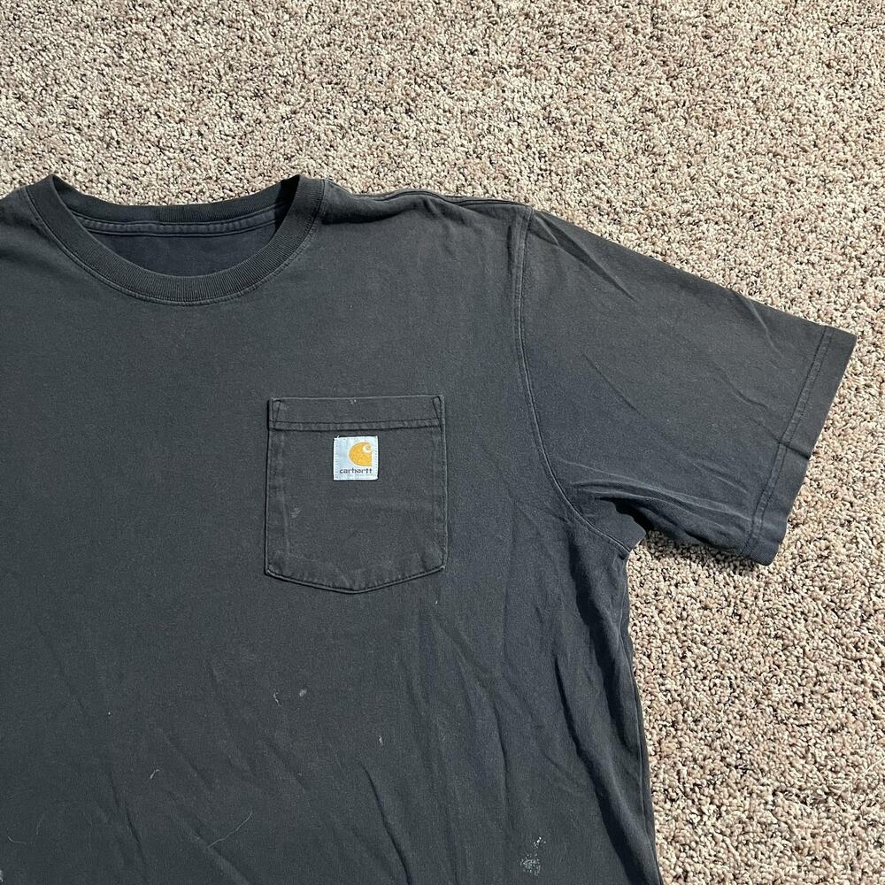 Carhartt Shirt‎ Mens XL Black Pocket Workwear Distressed Tee Hole Stain Thrash